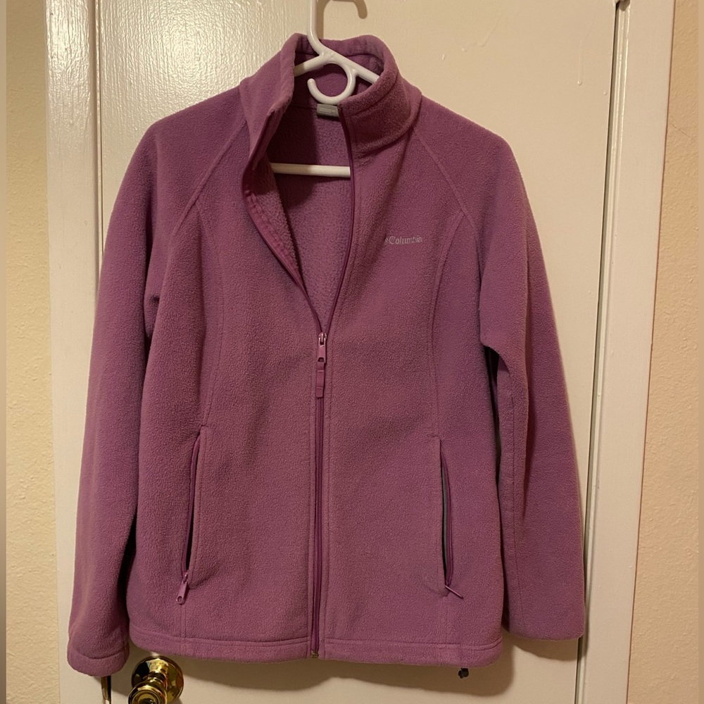 Columbia Heavyweight Fleece Zipper Sweater - Size Large - Purple